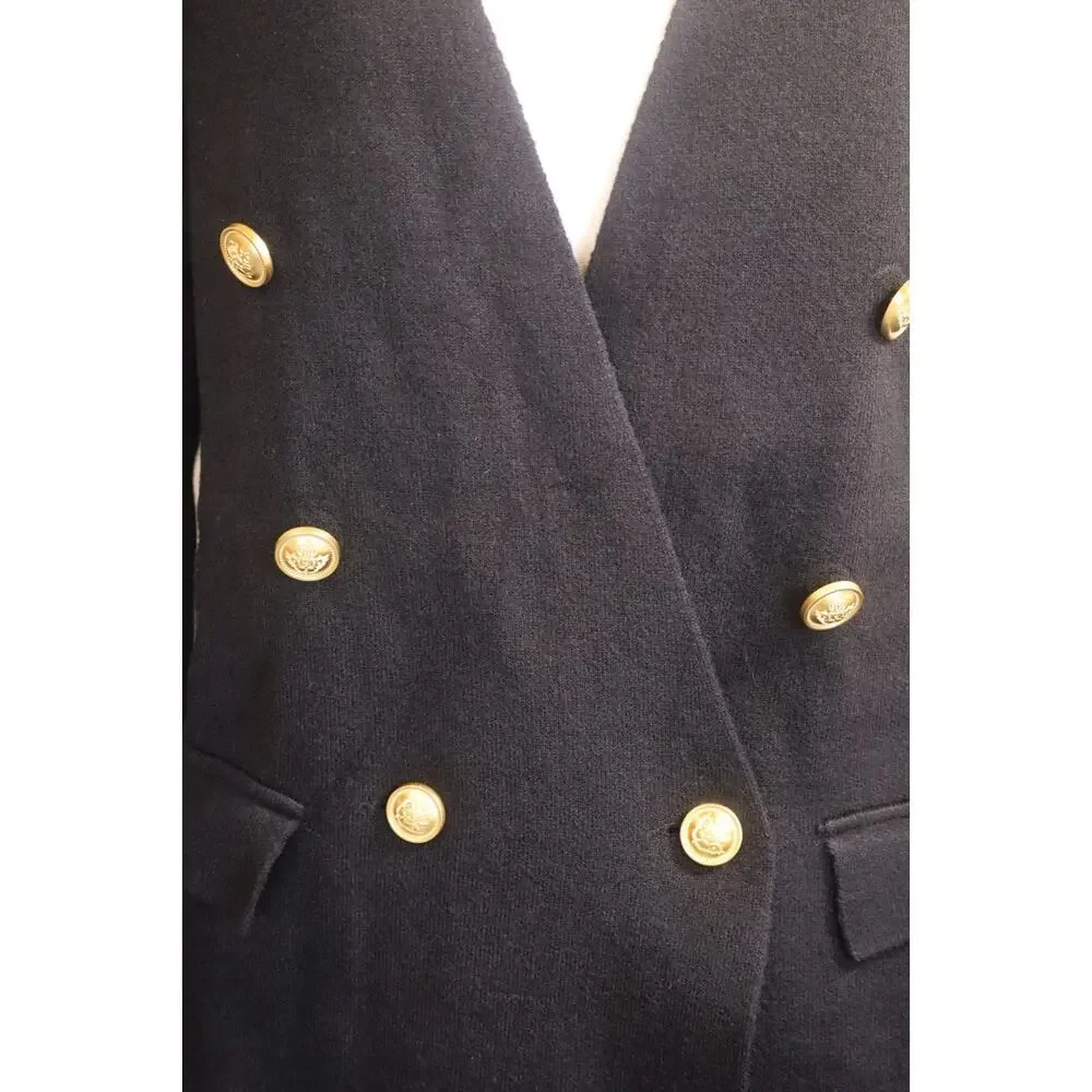 NEW International Concepts Black Double Breasted Gold Button Sweater Blazer M